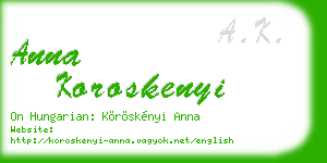 anna koroskenyi business card