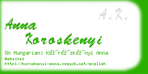 anna koroskenyi business card